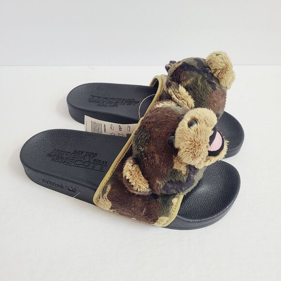NEW Adidas Jeremy Scott Teddy Slides H02882 Size 8 Green Camo - Picture 3 of 7